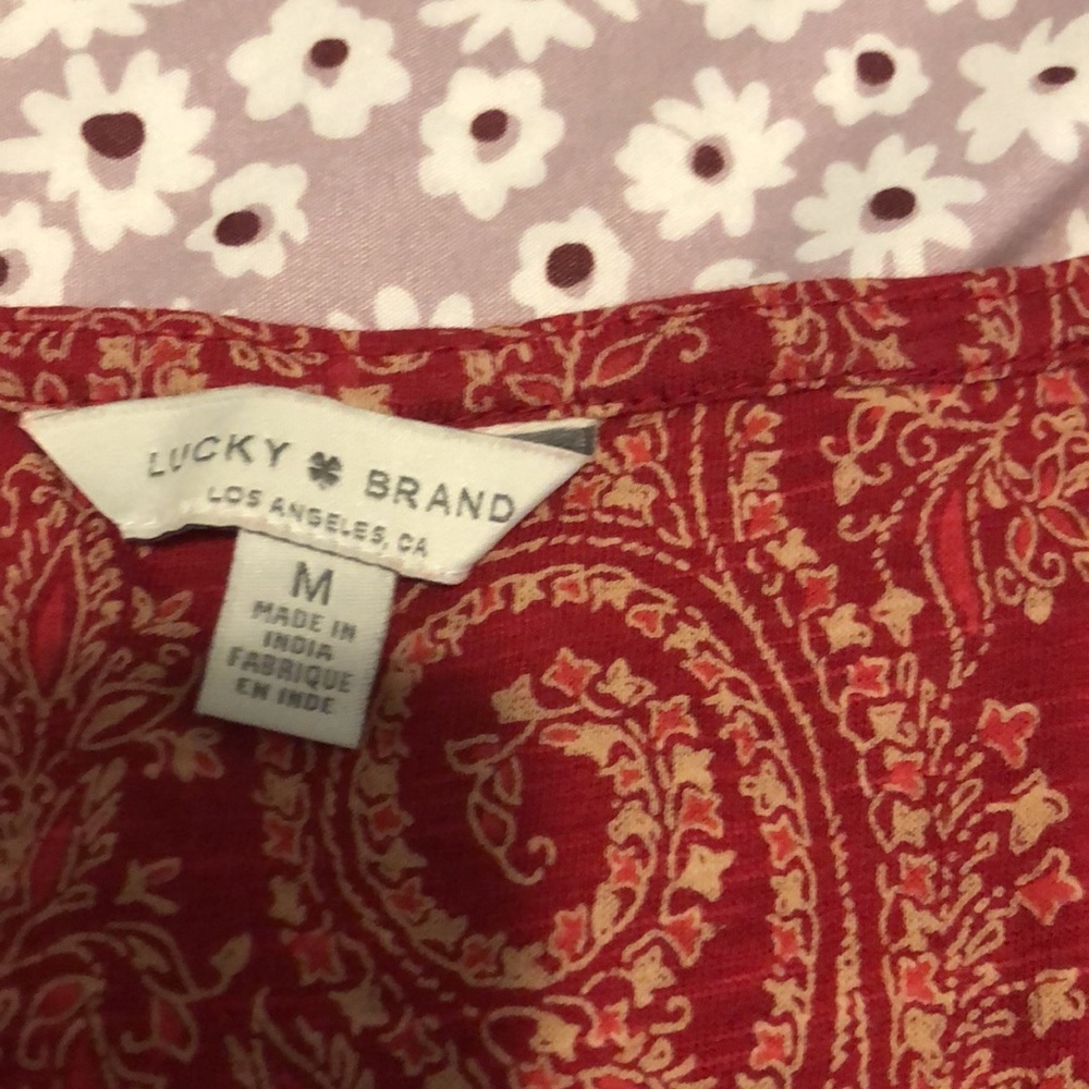 Lucky Brand Embroidered Woven Mix Tank Blouse Womens Size M - Picture 5 of 13